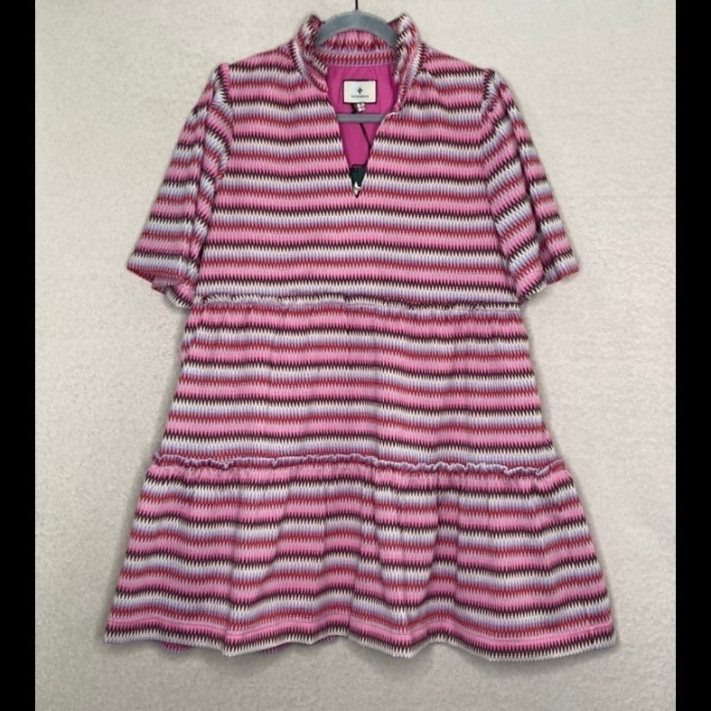 NEW Tuckernuck Zigzag Knit Stripe Crawford Dress Women’s M Pink Feminine Casual - Picture 5 of 12